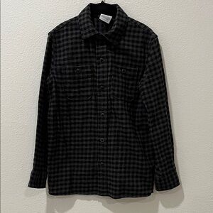 Gap Boys Long-sleeve Flannel Organic Cotton Black and Gray Sz 6/7
